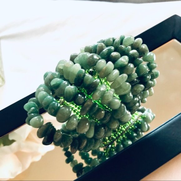 BoHo Handmade Beaded Chunky Bracelet - Green - Picture 5 of 6